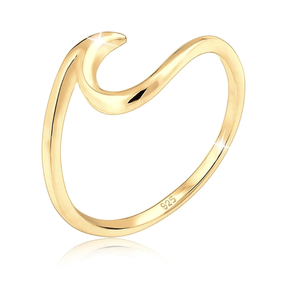 Anillo minimalista ola del mar - anillo de plata con forma de ola