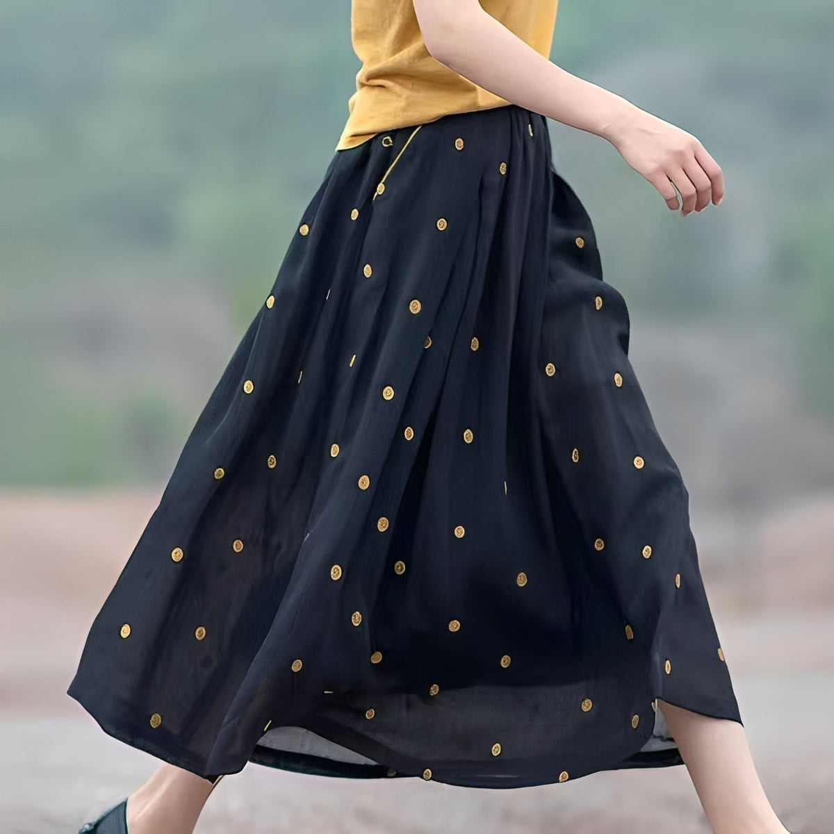 Thea - Falda casual con lunares para damas