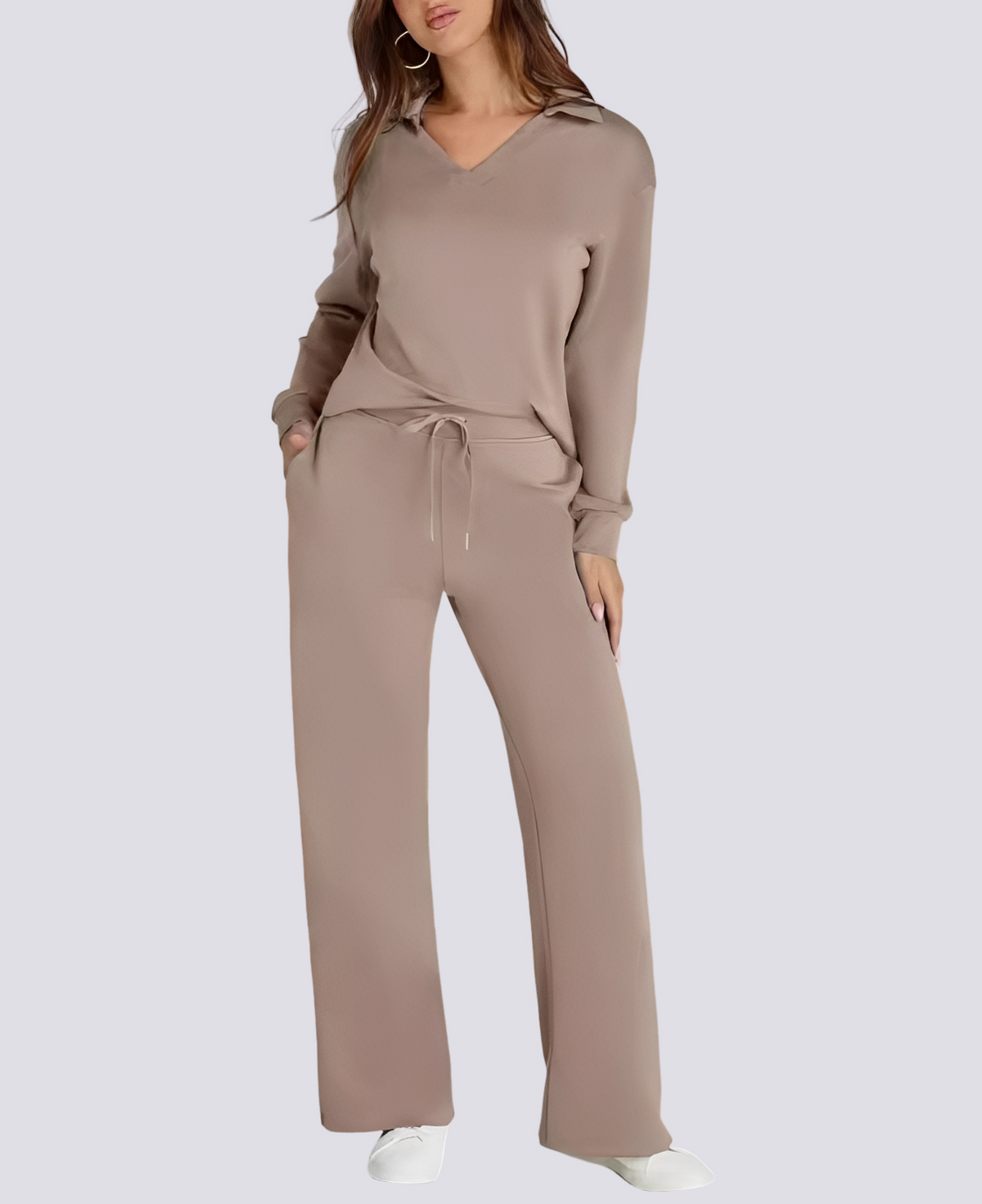 Bella - Conjunto Casual de Cuello en V Elástico