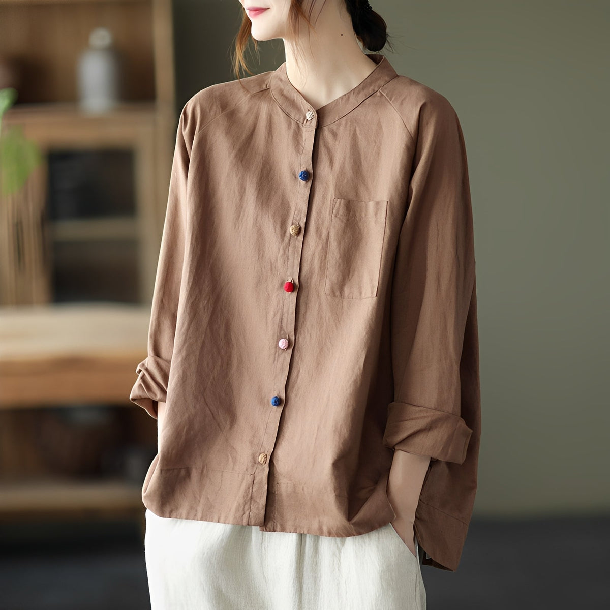 Nellie - Blusa informal con bolsillos para mujeres