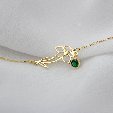 Pulsera Floral de Cumpleaños - Pulsera con Piedra del Mes y Flor