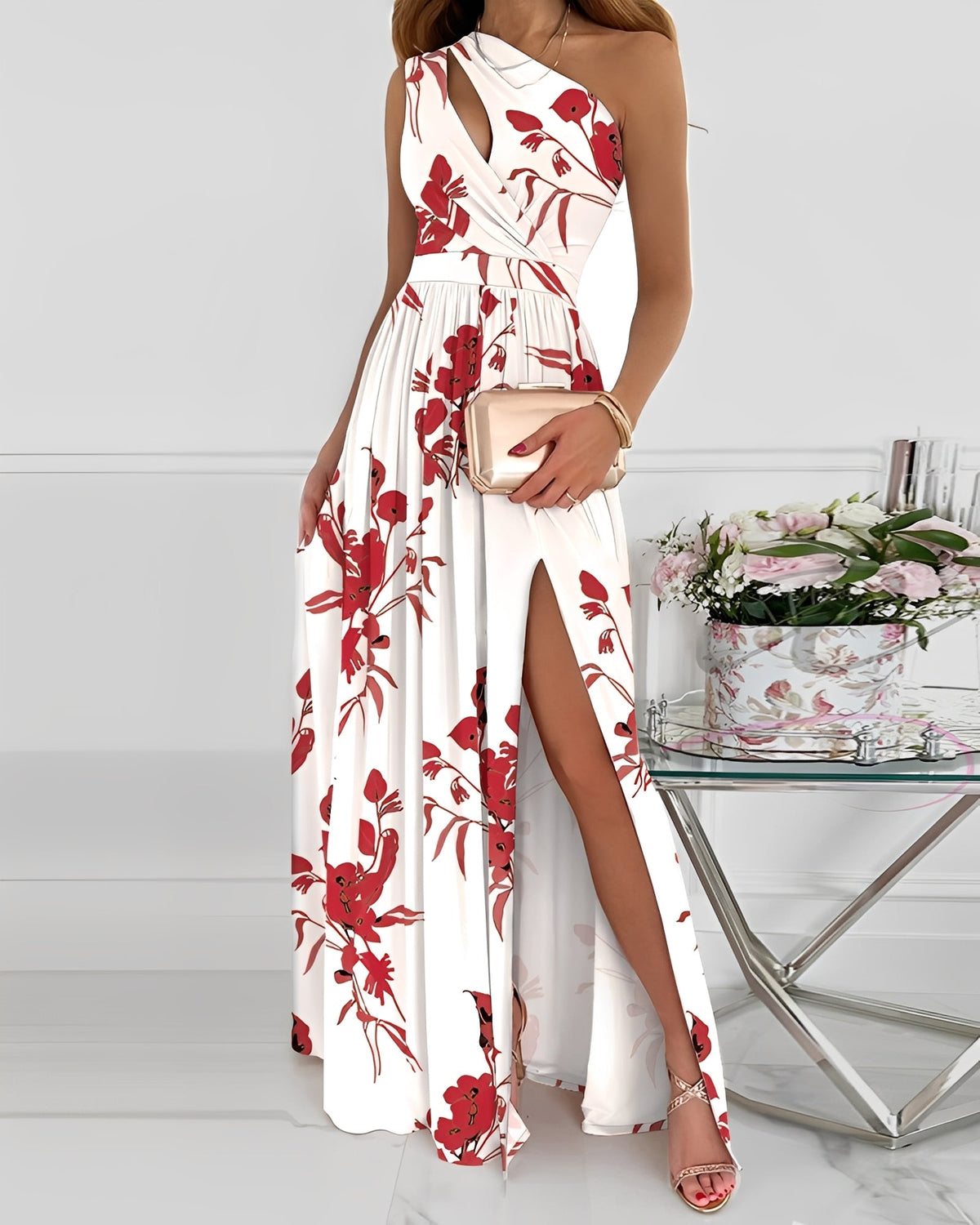 Jasmin - Elegante vestido maxi de un solo tirante para damas