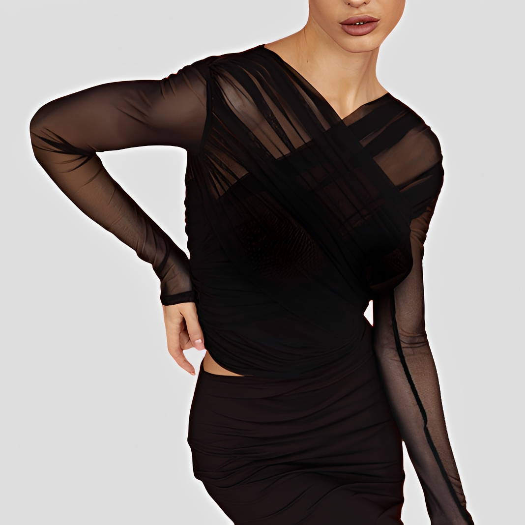 Cara - Blusa Estilosa con Fruncido y Manga Larga