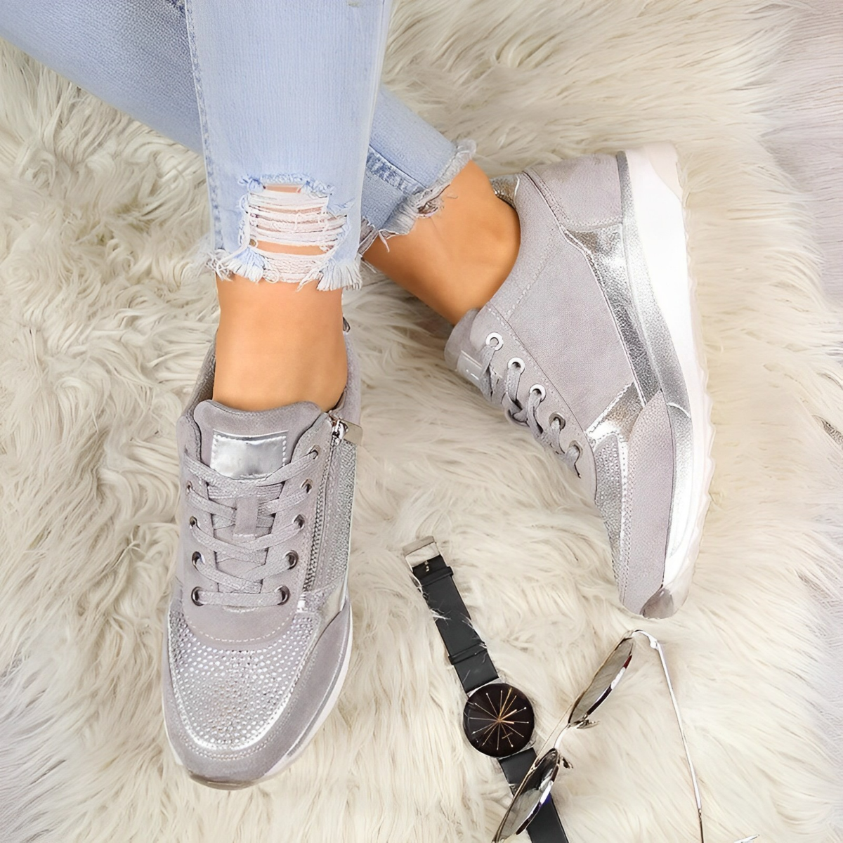 Pro Shoes – Zapatillas para mujer con cremallera - Diseño de soporte para uso diario