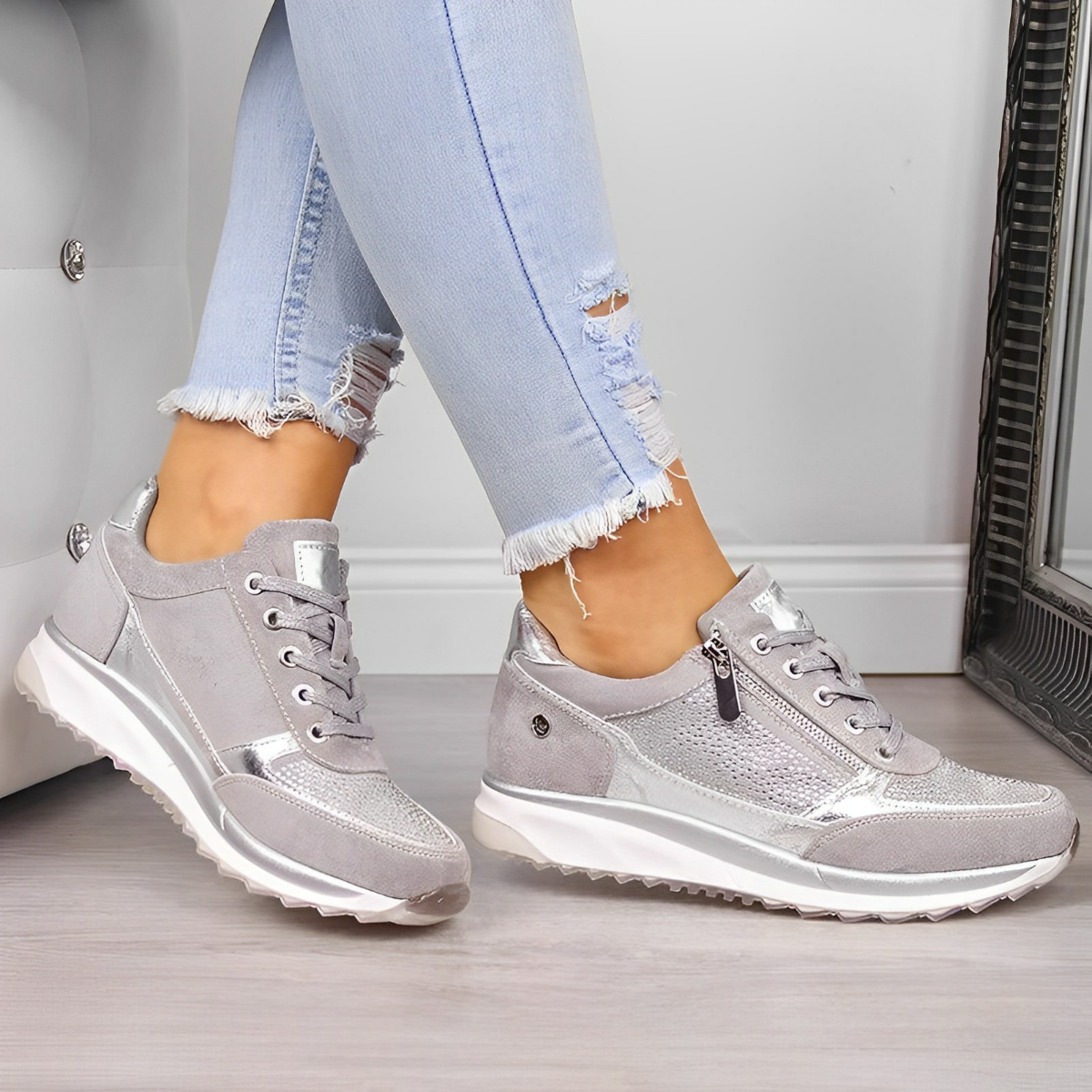 Pro Shoes – Zapatillas para mujer con cremallera - Diseño de soporte para uso diario
