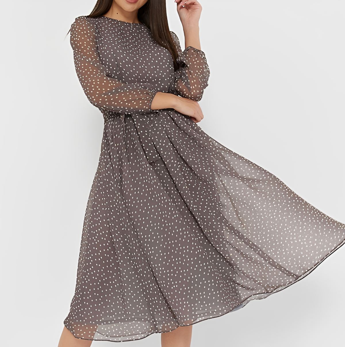 Tessa - Vestido Elegante de Lunares con Mangas Largas