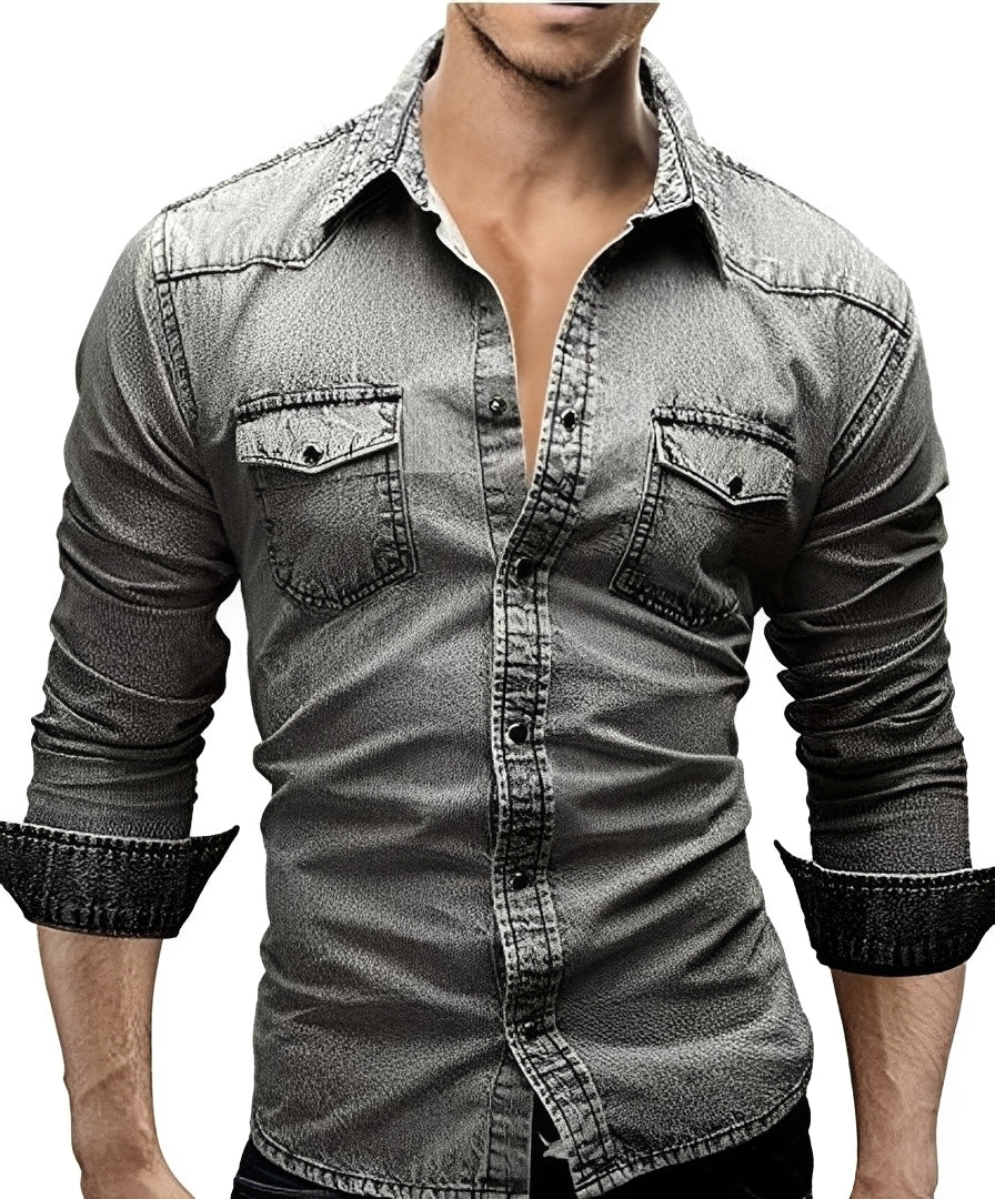 Arjun - Camisa de Mezclilla Hombre - Casual de Manga Larga