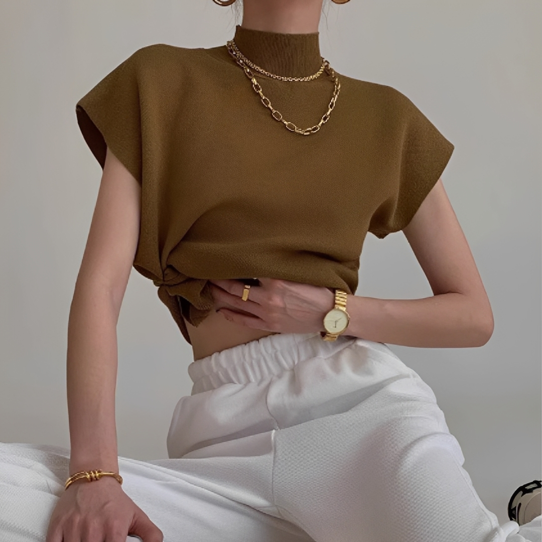 Lesley - Blusa cómoda de cuello alto