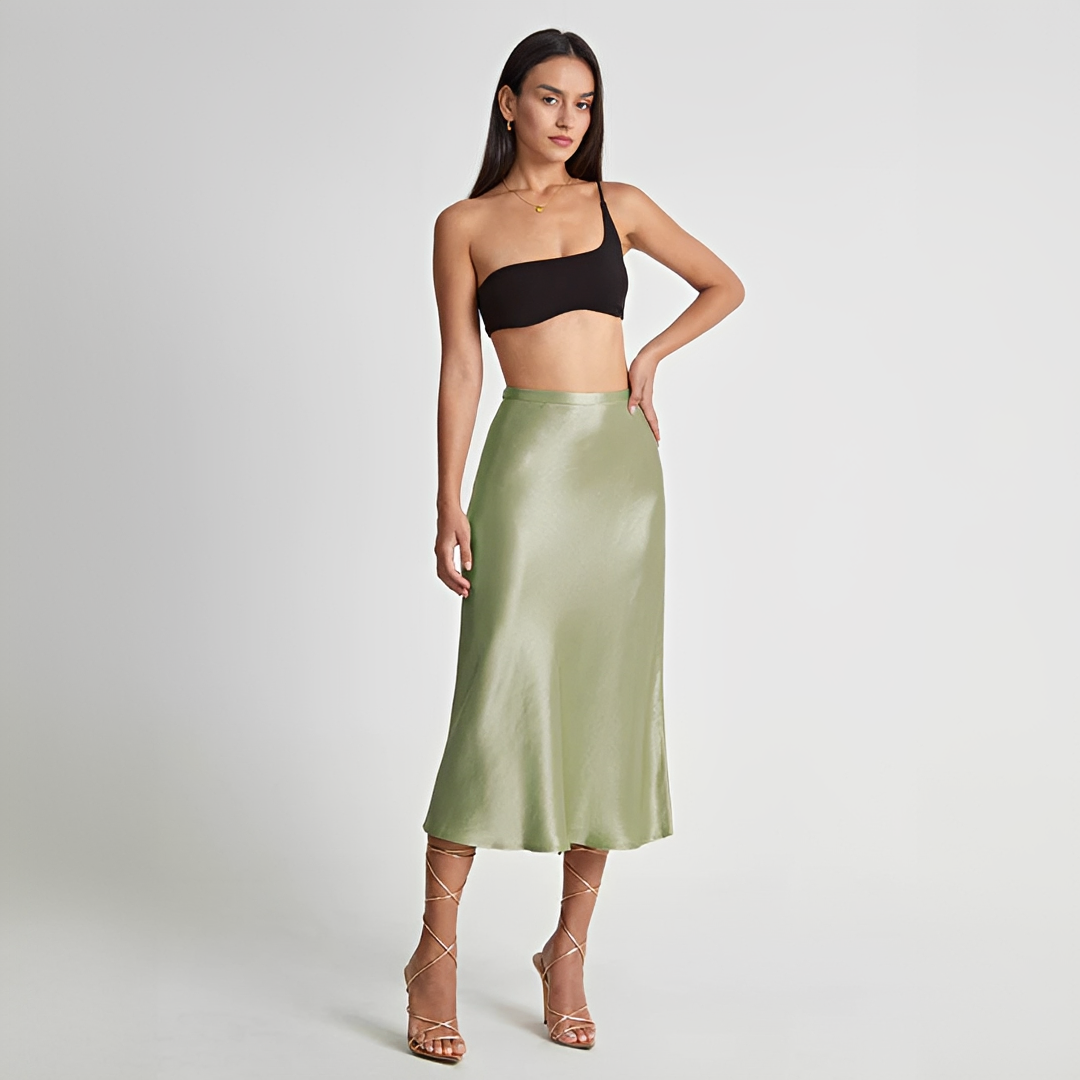 Emilia - Falda midi fluida de cintura alta