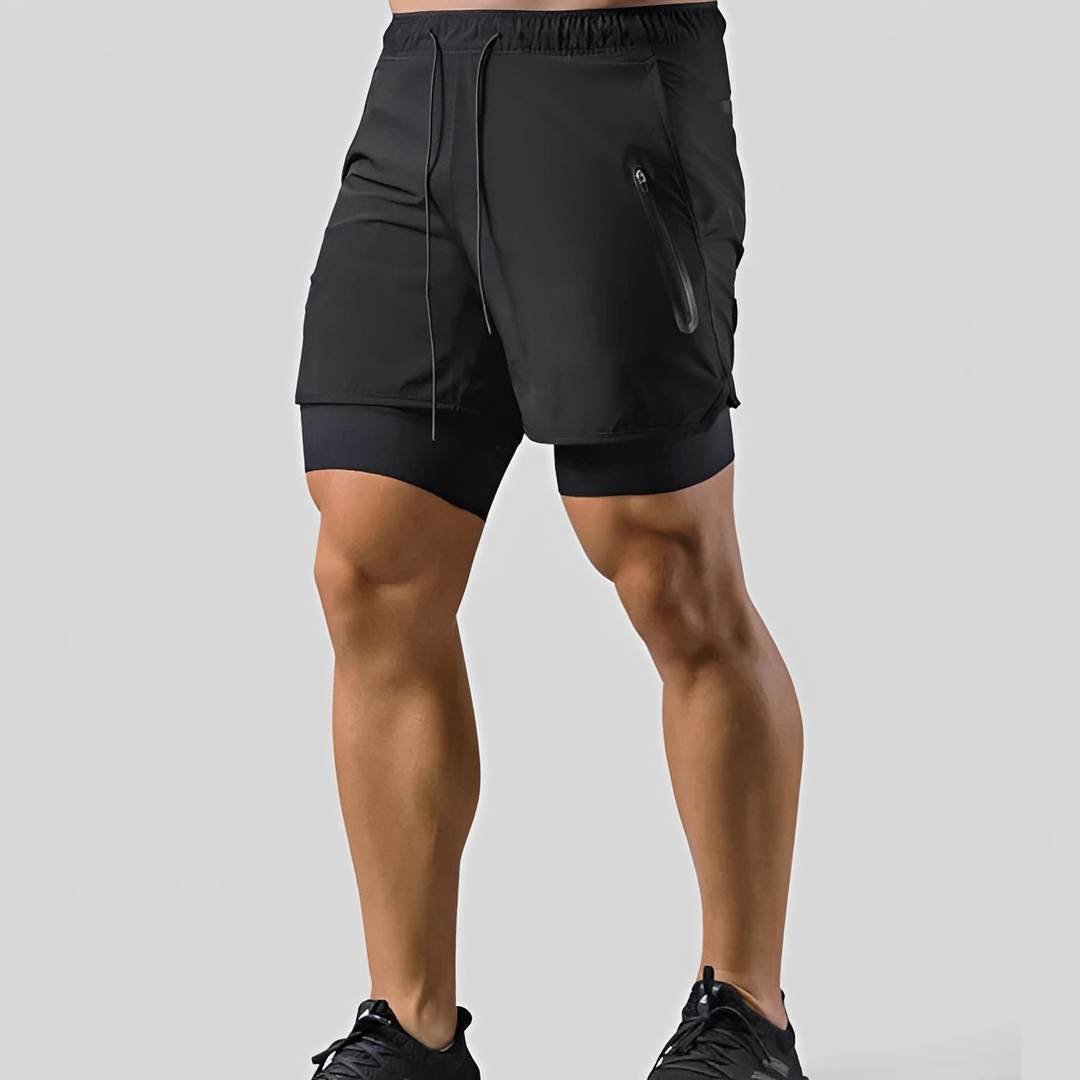 Steven - Pantalón corto para hombre - Doble capa para el deporte