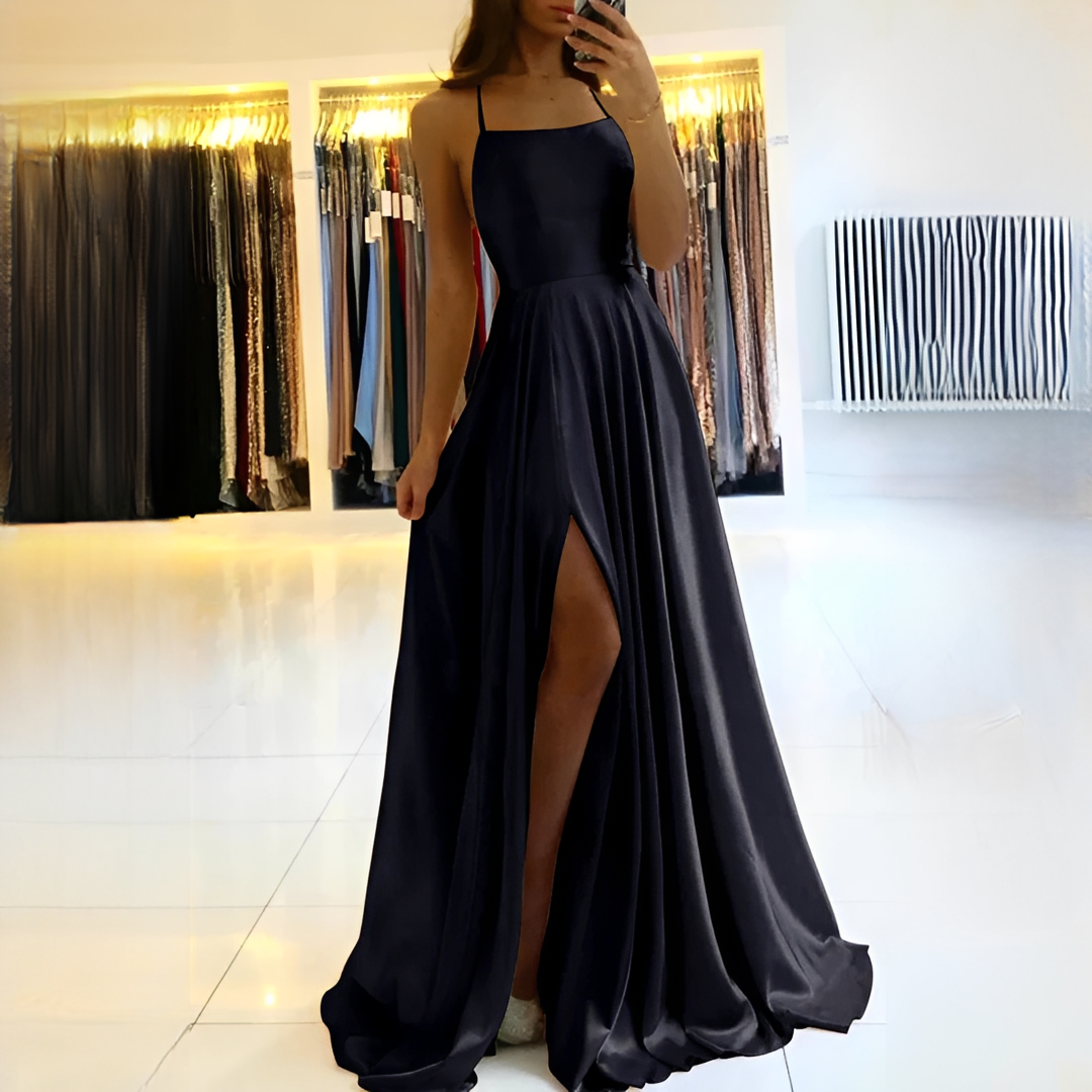 Shamcy - Vestido Maxi Elegante con Abertura