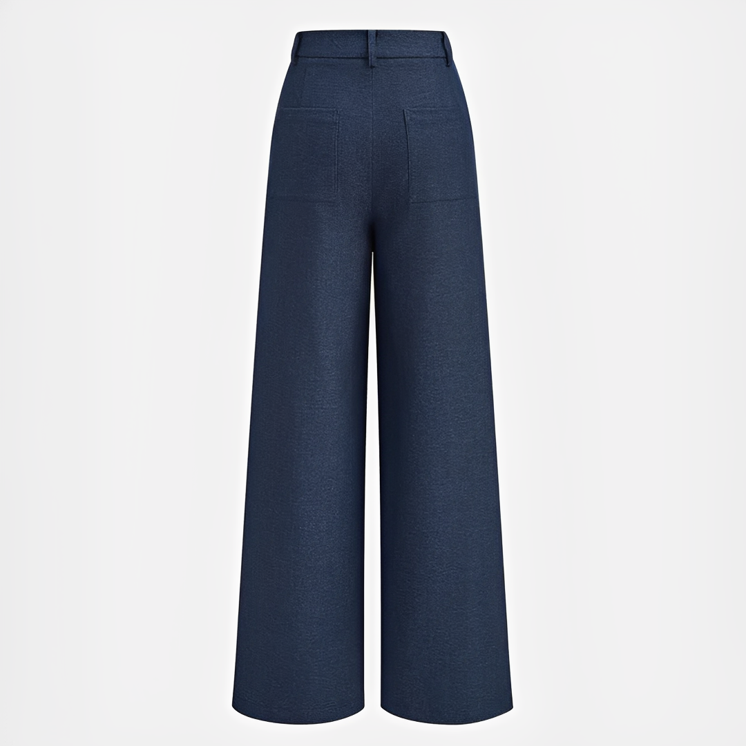 Odessa - Pantalones Casuales de Pierna Ancha con Pliegues