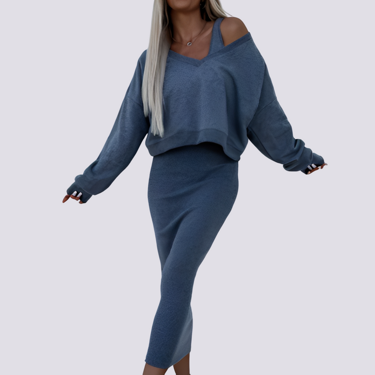 Elsie - Conjunto de Vestido de Dos Piezas Elegante