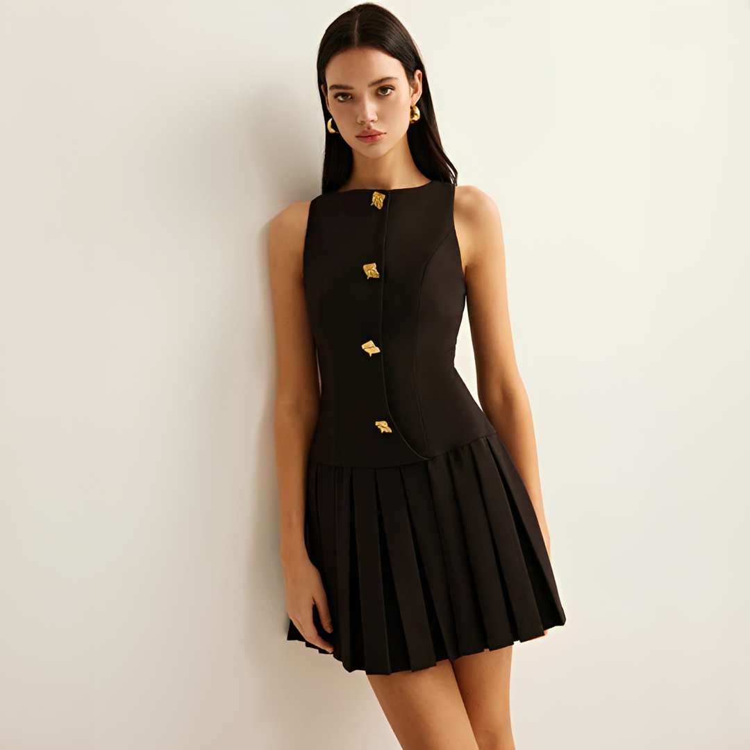 Valery - Vestido Mini Plisado Refinado