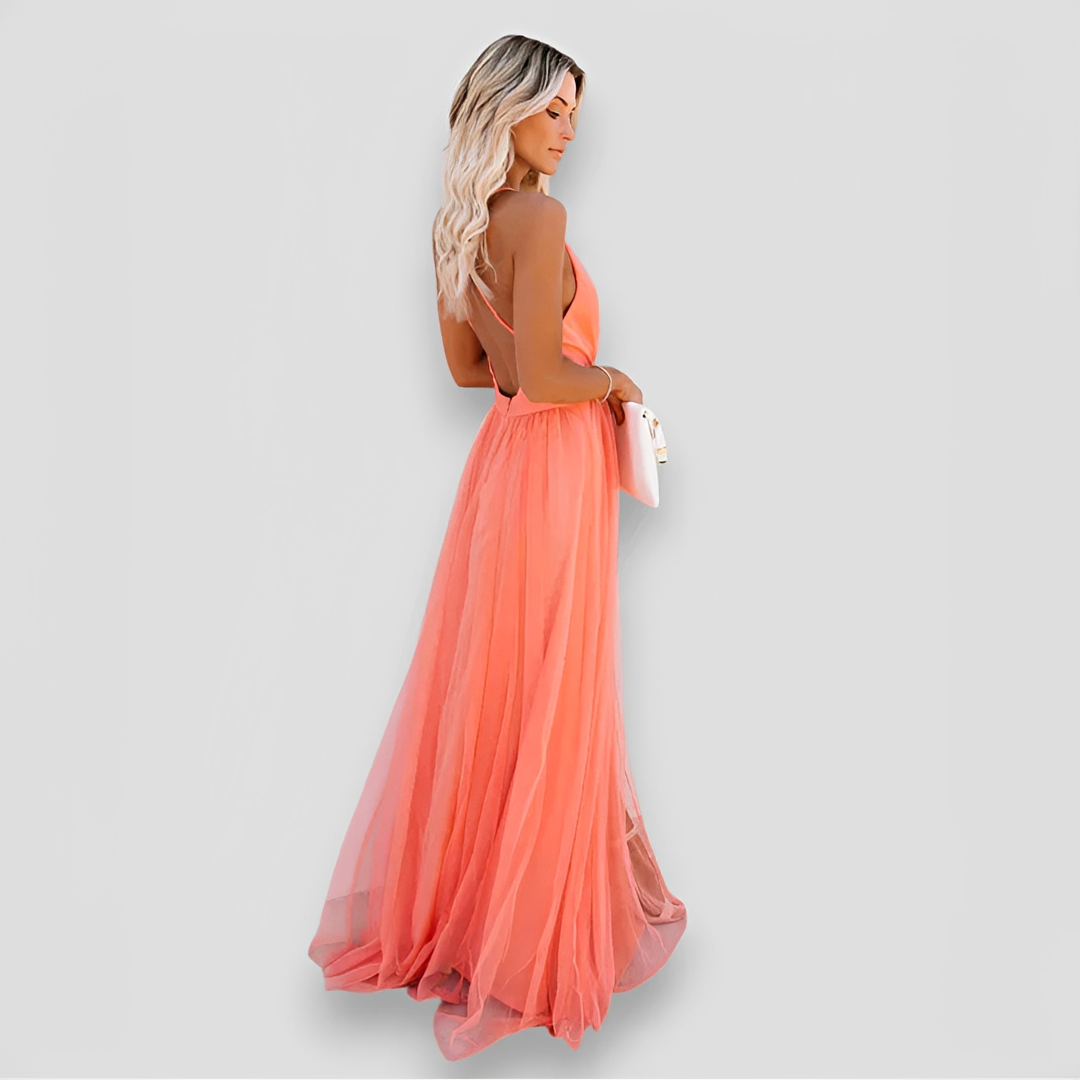 Lidia - Maxi Vestido Elegante con Cuello en V