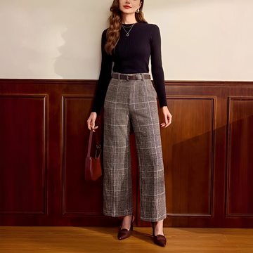 Christabel - Pantalones de Cuadros de Cintura Alta