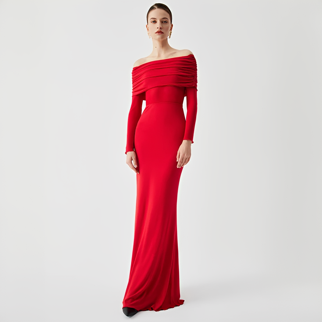 Ermanda - Elegante vestido largo sin hombros