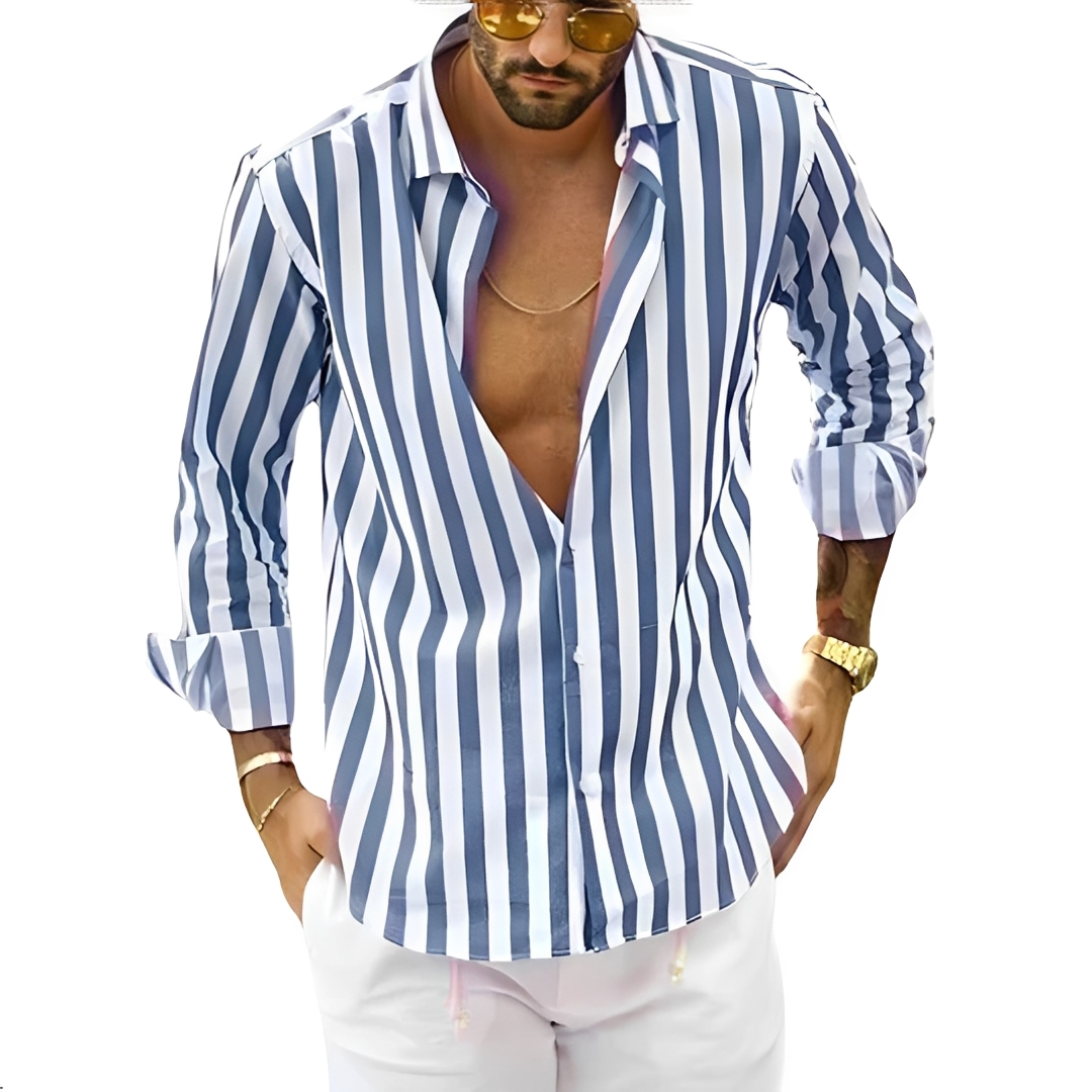 Roldan - Camisa de verano rayada para hombre