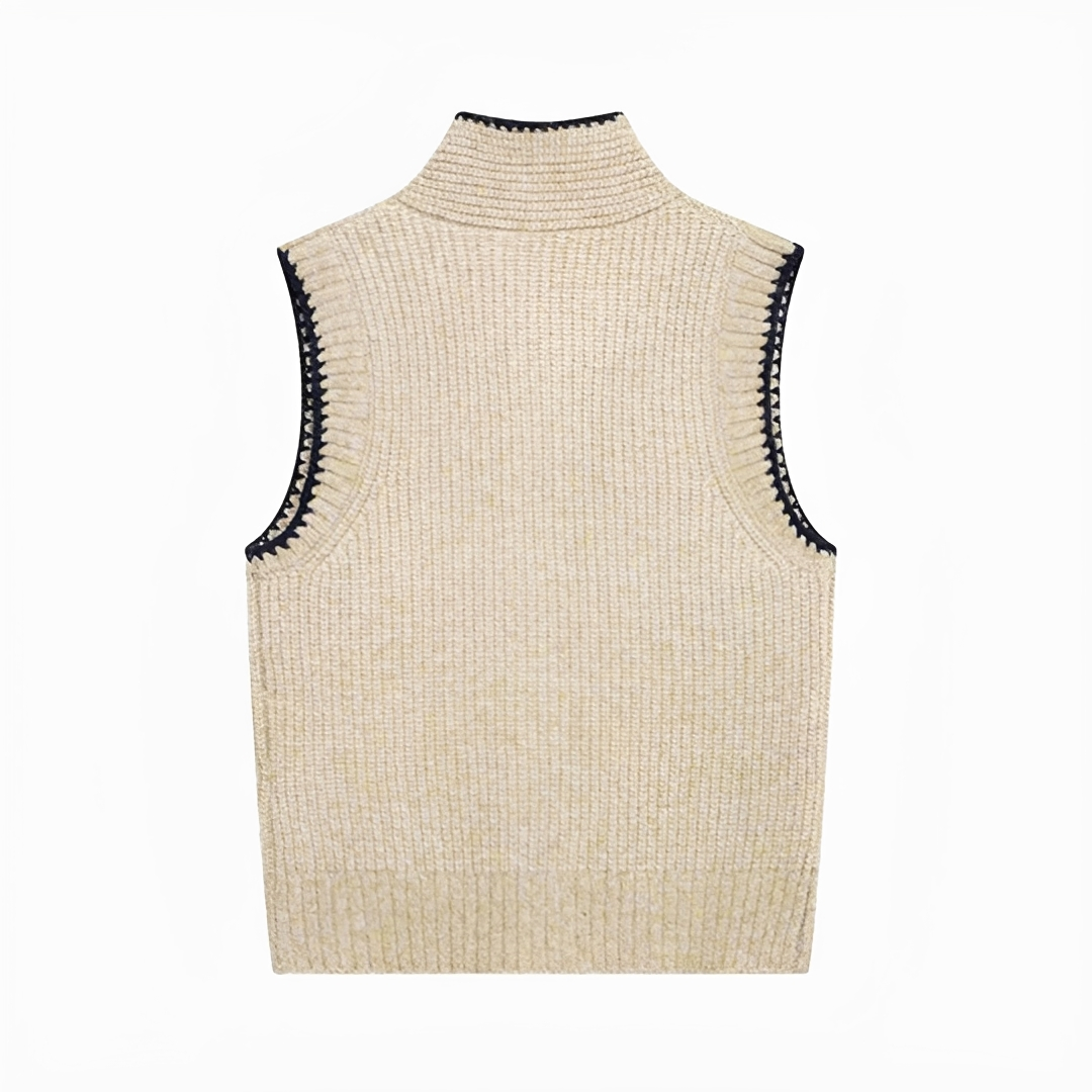 Dahlia - Chaleco Sofisticado con Lazada en el Cuello