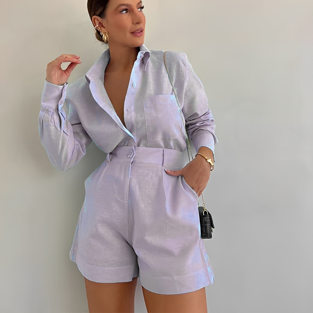 Yasin - Conjunto de Pantalones Cortos Sueltos de Manga Larga