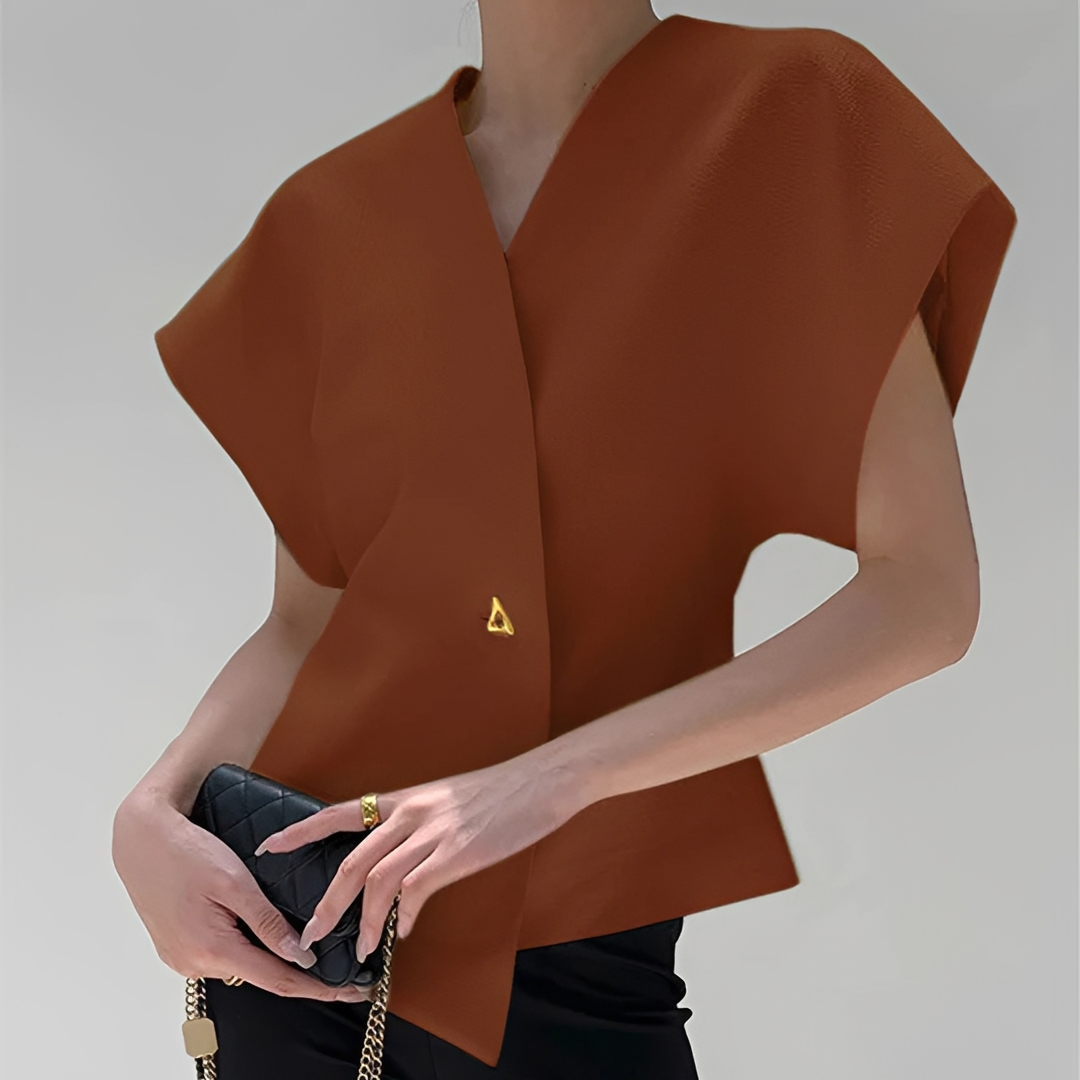 Ariella - Blusa de cuello en V a la moda