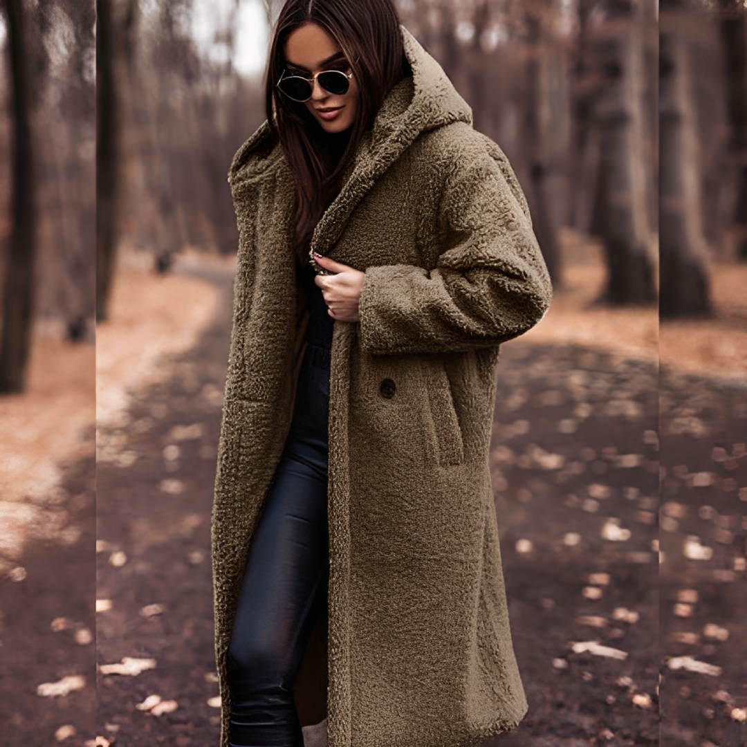 Lucette - Abrigo de invierno con capucha de piel sintética para mujeres