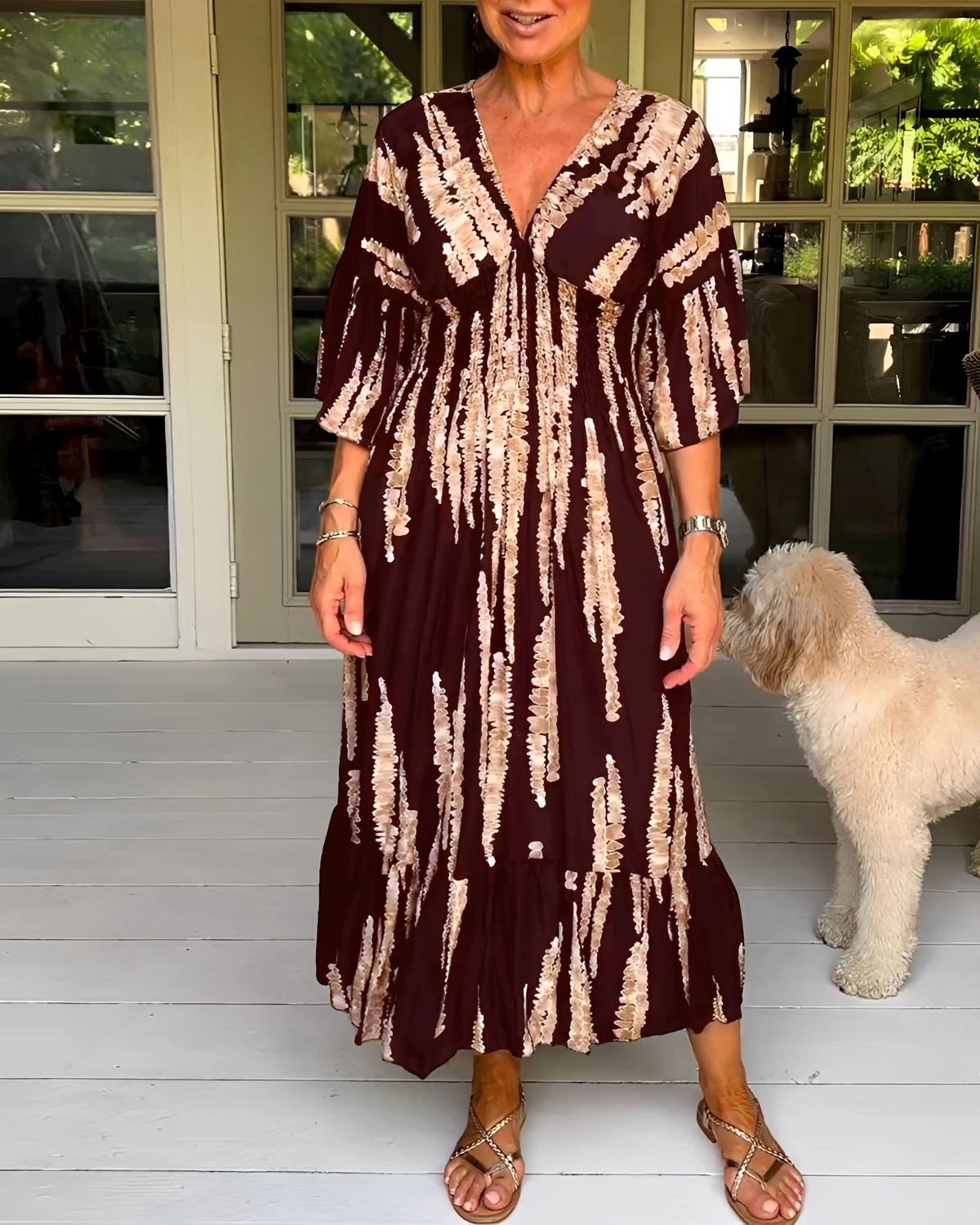 Esperanza - Vestido Midi con Cuello en V Moderno