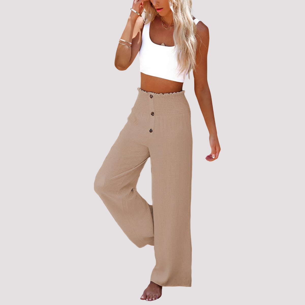 Christa - Pantalones Sueltos de Tiro Alto