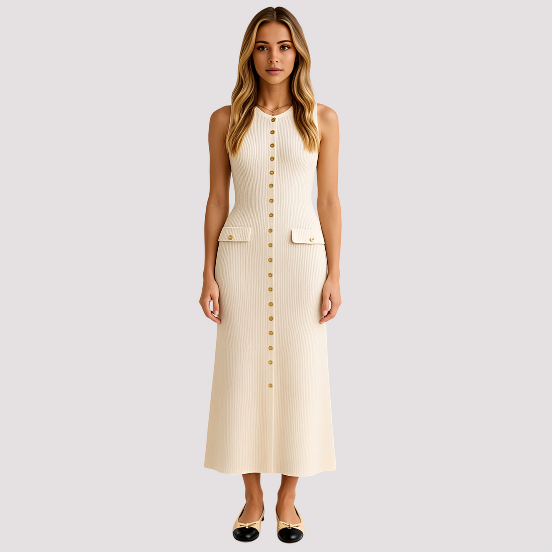 Jorja - Vestido Midi Elegante con Botones