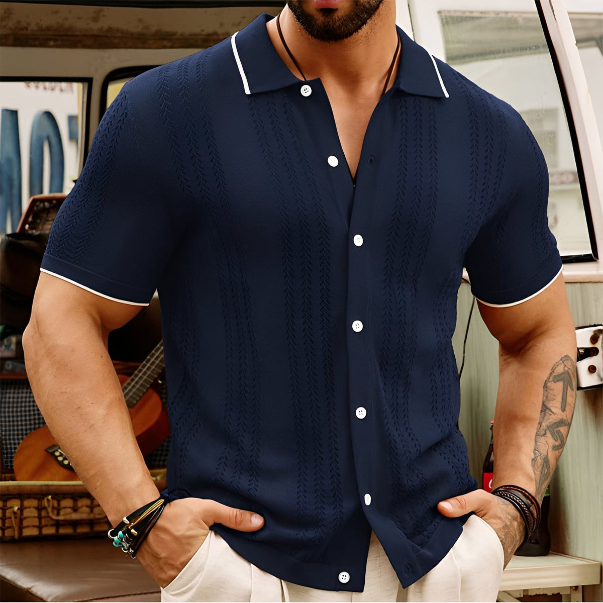 Harrell - Camisa Elegante con Solapa