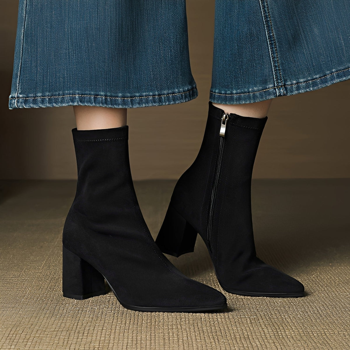 Mikayla - Botas Casuales con Tacón y Cremallera