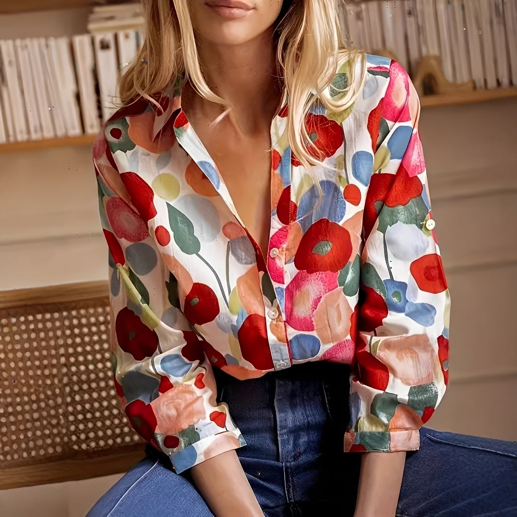 Tina - Blusa Floral de Manga Larga Elegante