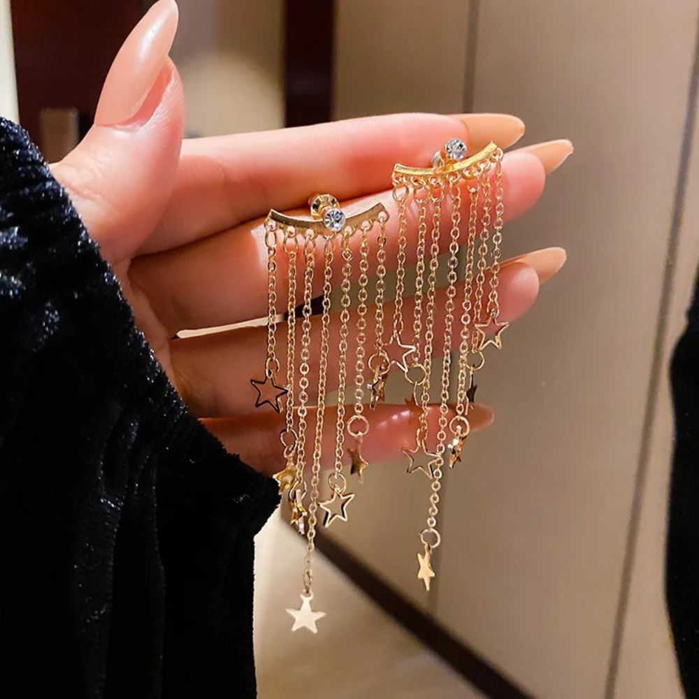 Valerie – Pendientes colgantes de estrella con borlas