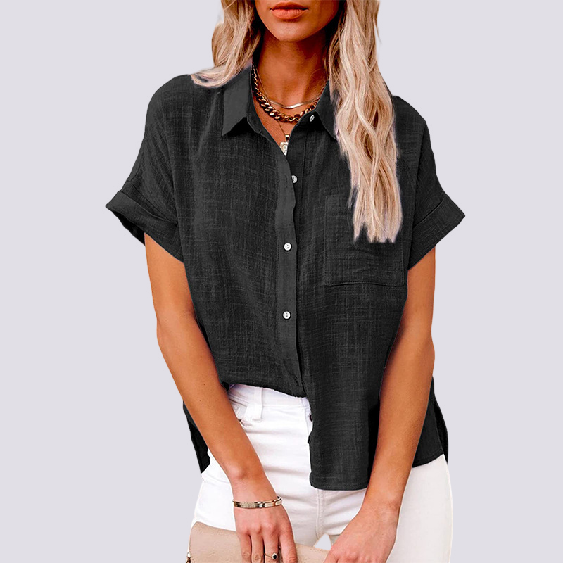 Nicole - Blusa de Manga Corta con Bolsillo