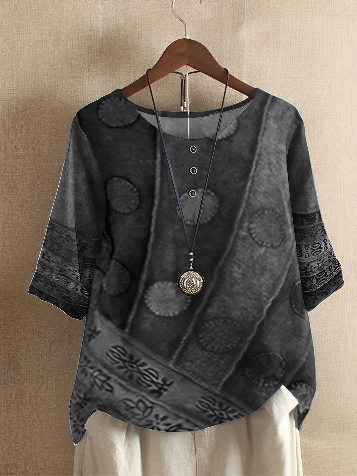 Hennie - Camisa estampada de corte holgado para damas