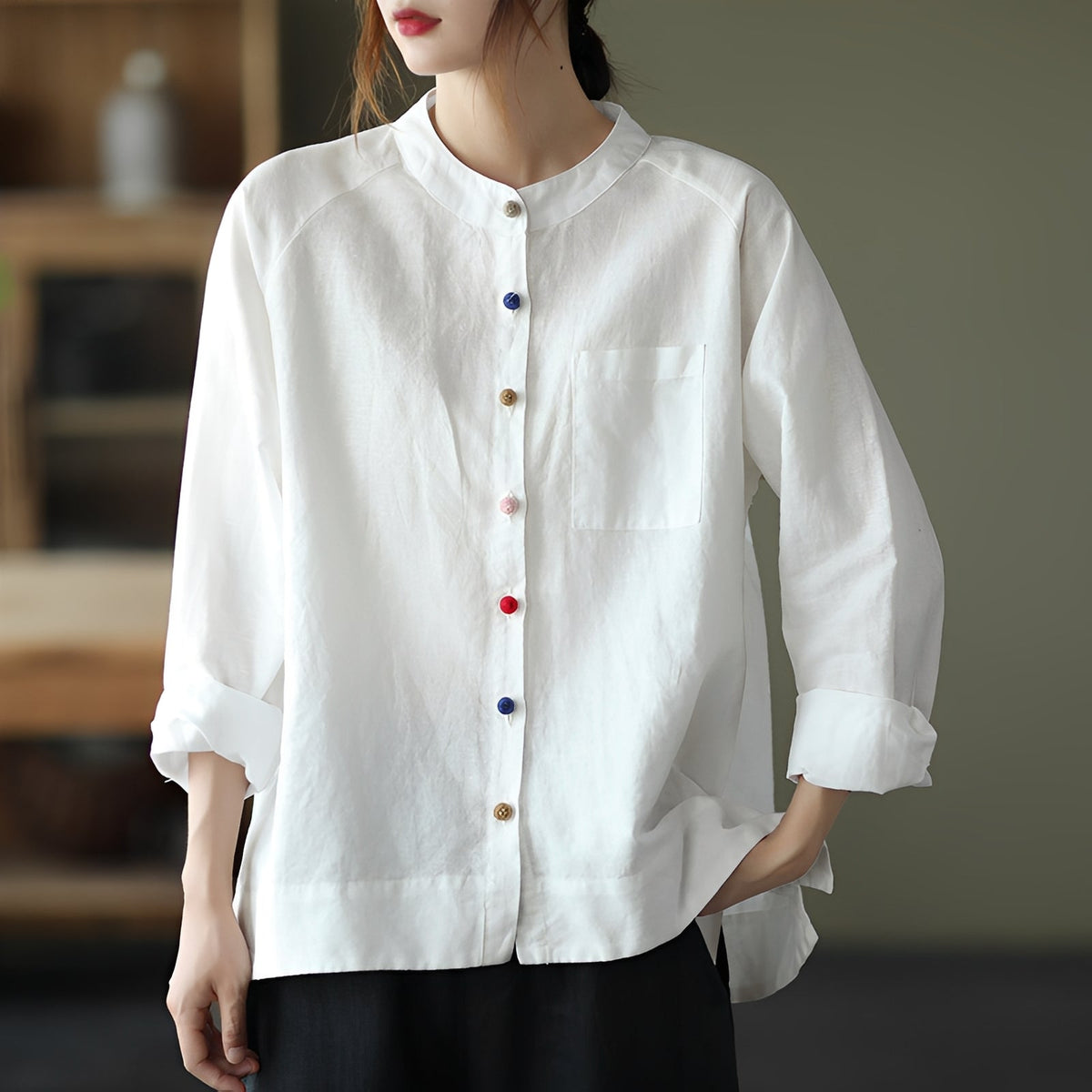 Nellie - Blusa informal con bolsillos para mujeres