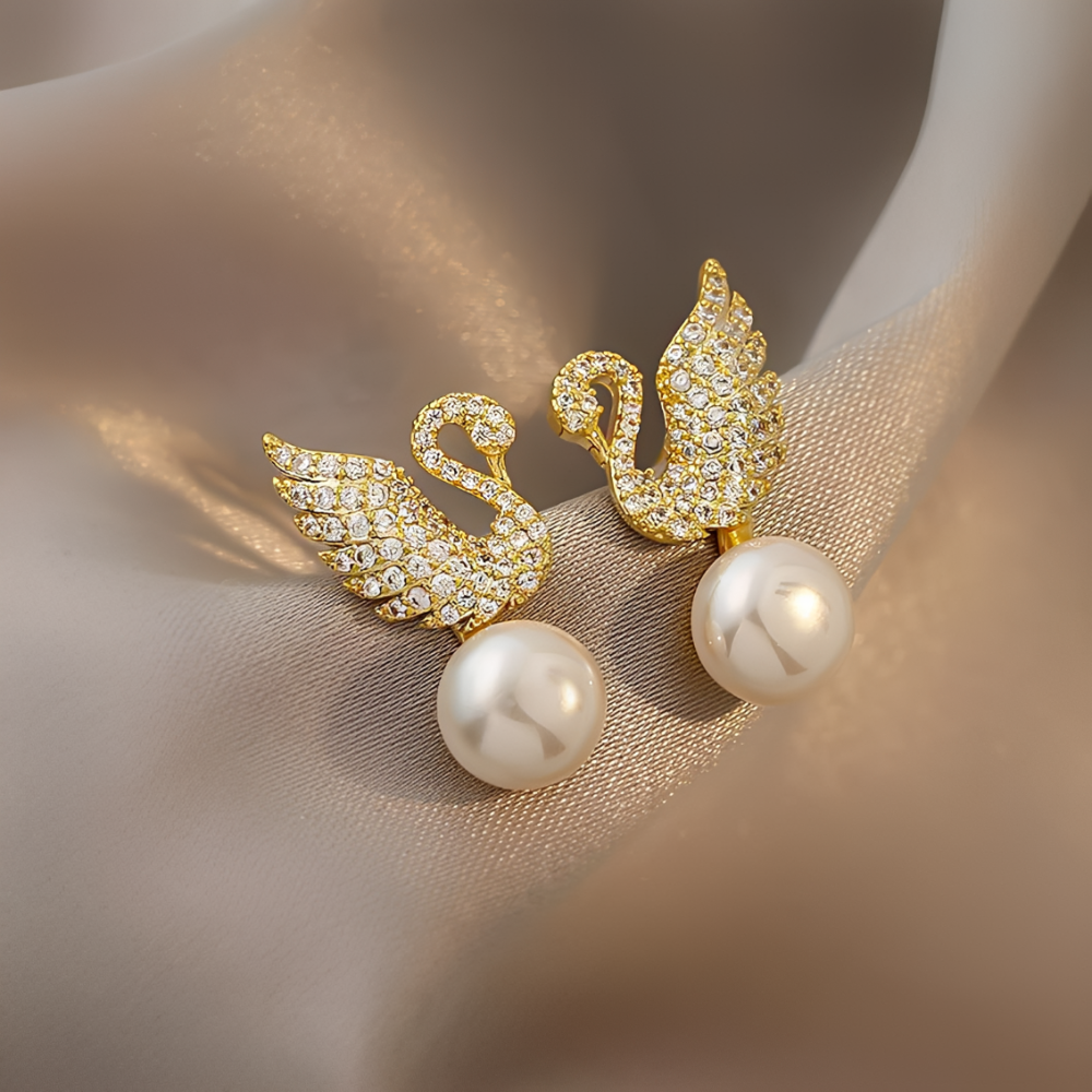 Pendientes Schwan con perlas