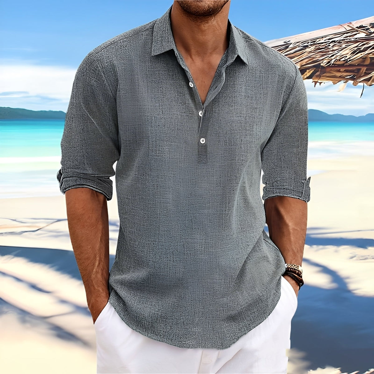 Ricky – Camisa de manga larga para hombre – para días acogedores y cálidos