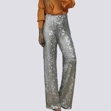 Mandy - Pantalones de Cintura Alta con Lentejuelas