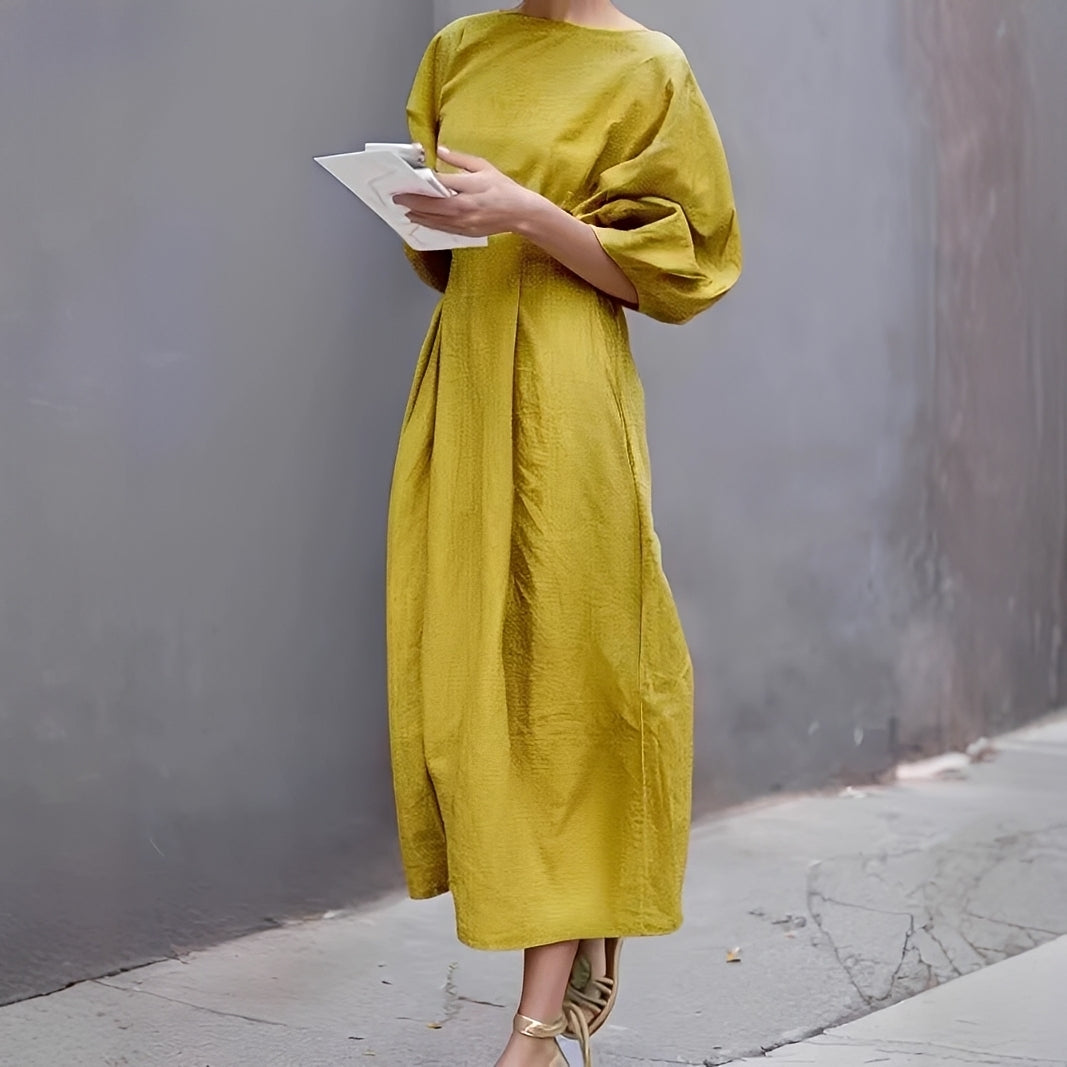 Mariam - Vestido Midi Fruncido Casual