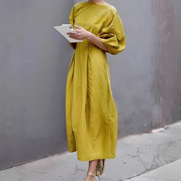 Mariam - Vestido Midi Fruncido Casual