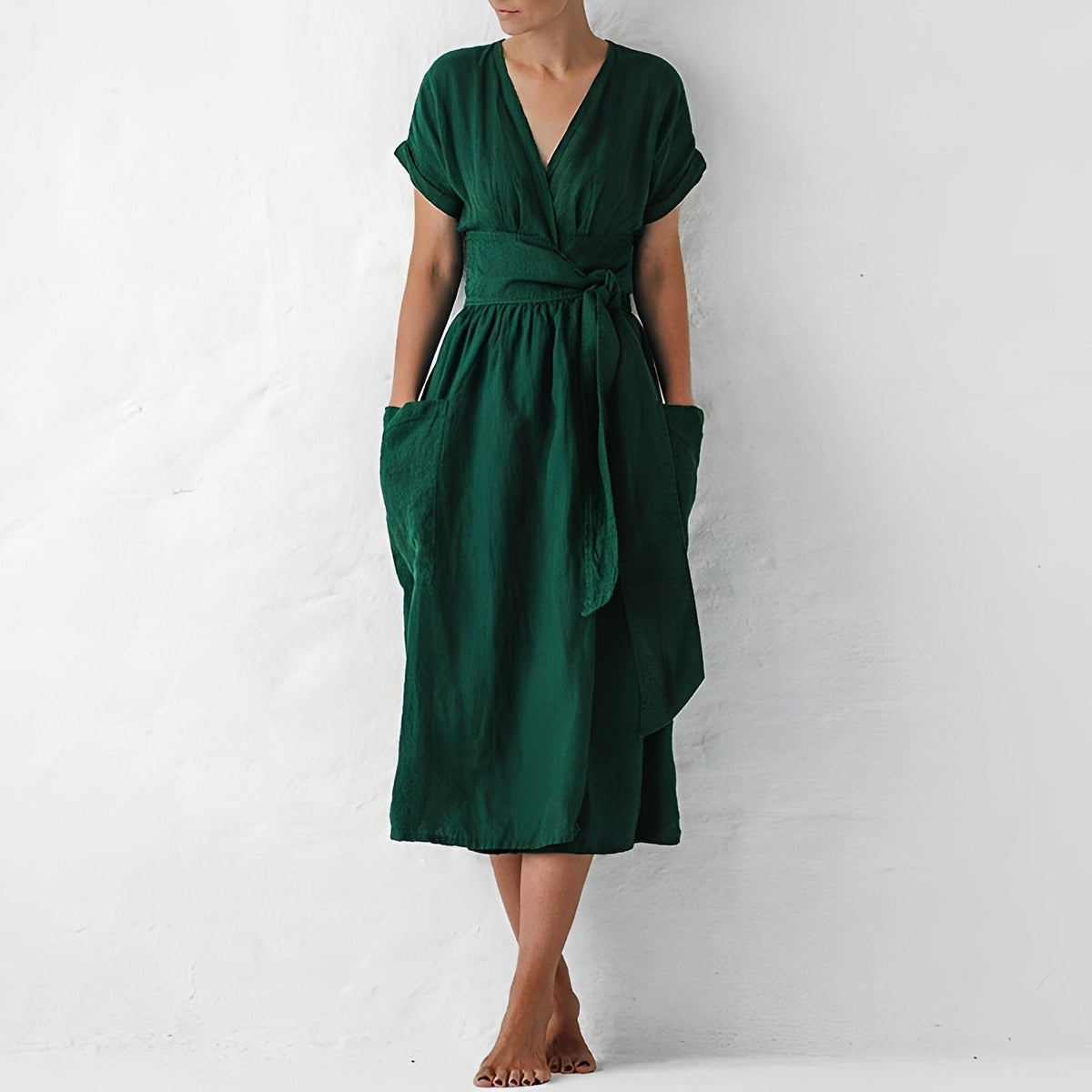 Sasha - Vestido Casual Cruzado con Bolsillos