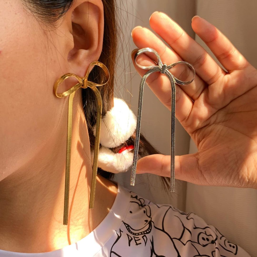 Pendientes largos con flecos - Pendientes Ribbon