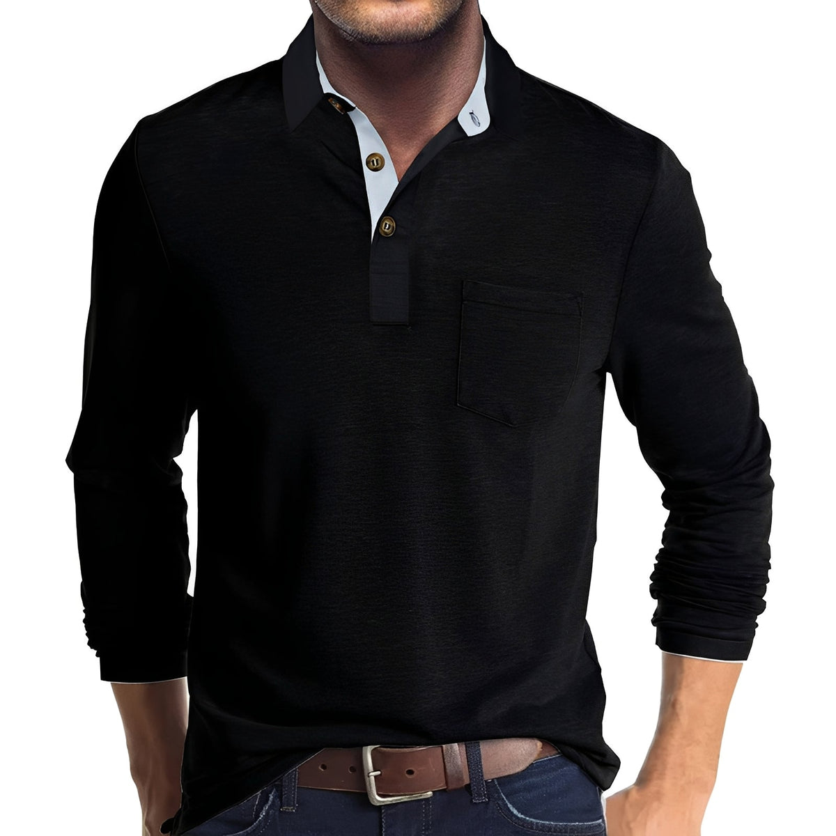 Marty - Polo de manga larga casual para hombres