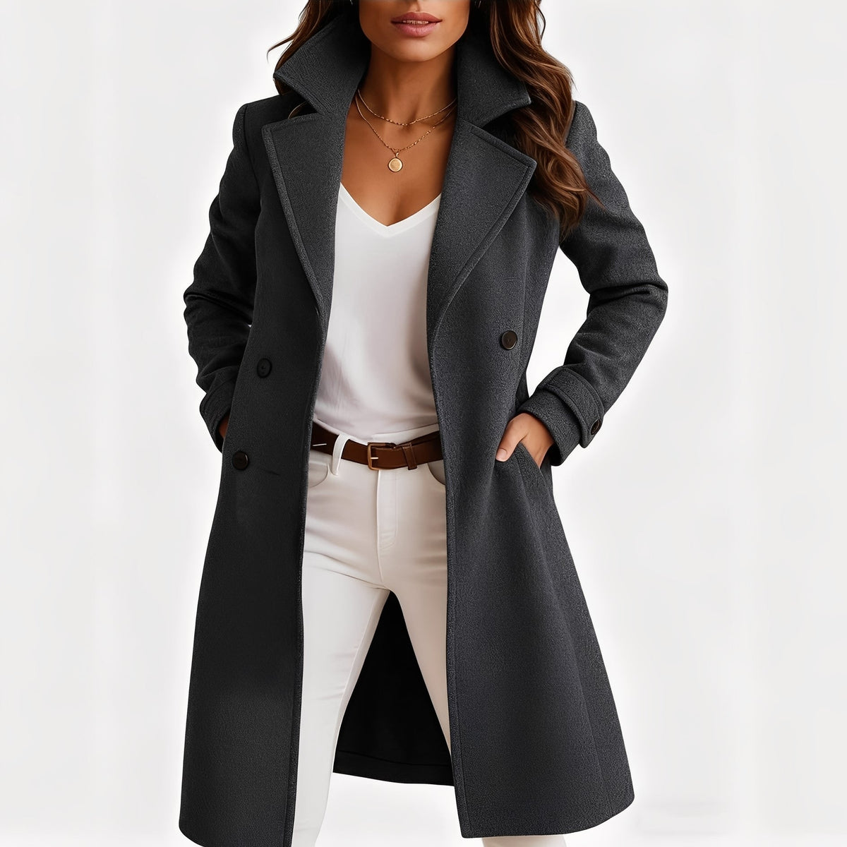 Camille - Elegante abrigo de mujer de diseño de una sola fila