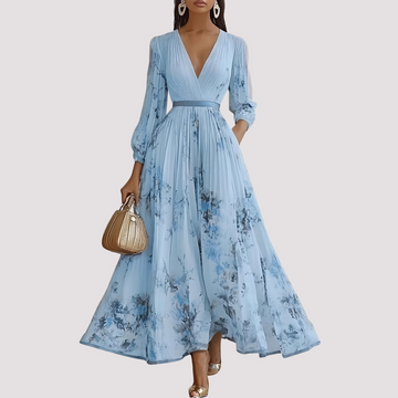 Leah - Vestido Midi Floral de Manga Larga