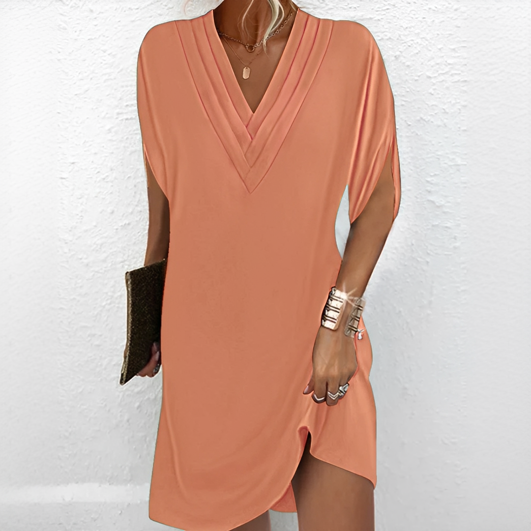 Jazlynn - Vestido con Mangas Amplias y Pliegues