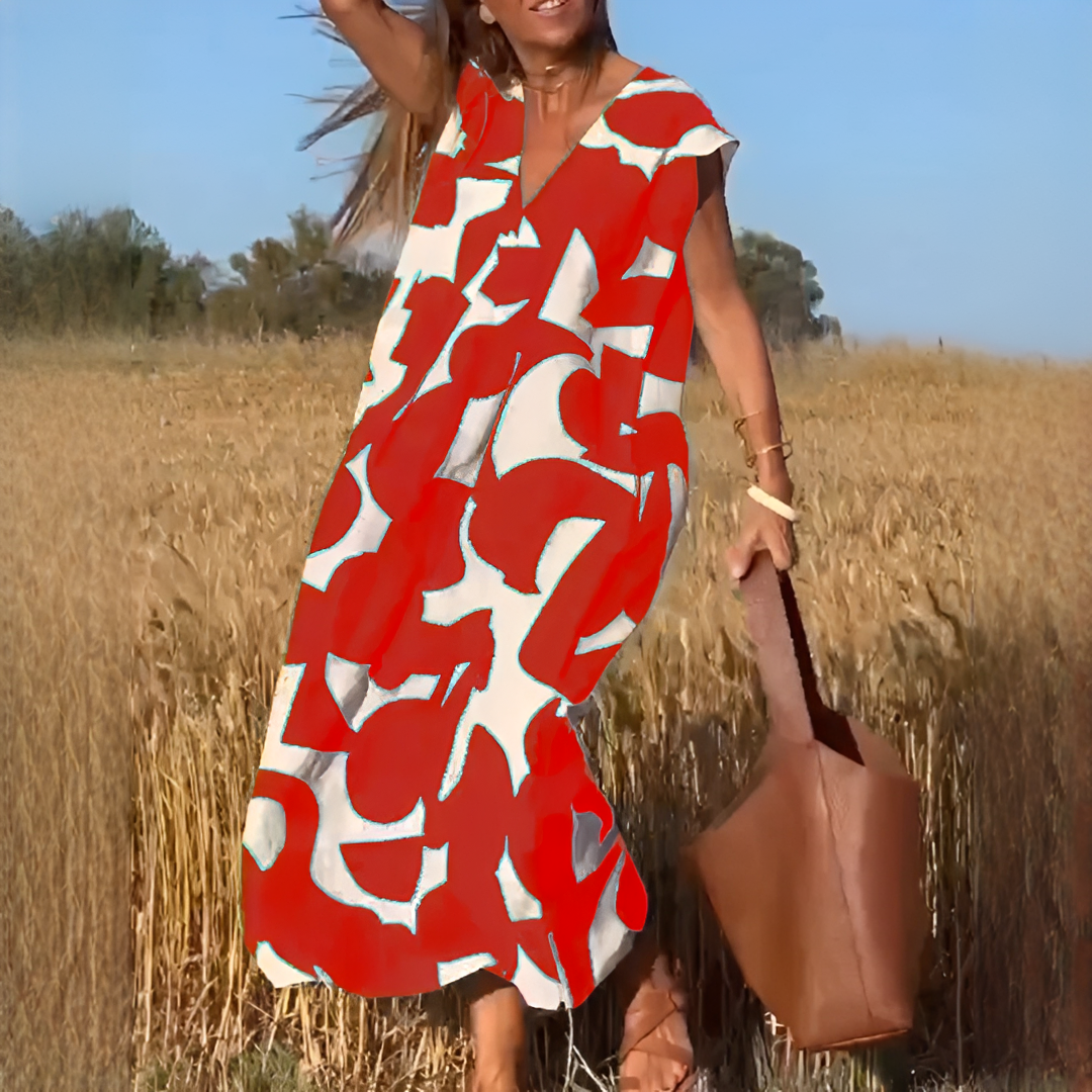 Vicky - Vestido Elegante con Corte Amplio y Escote en V