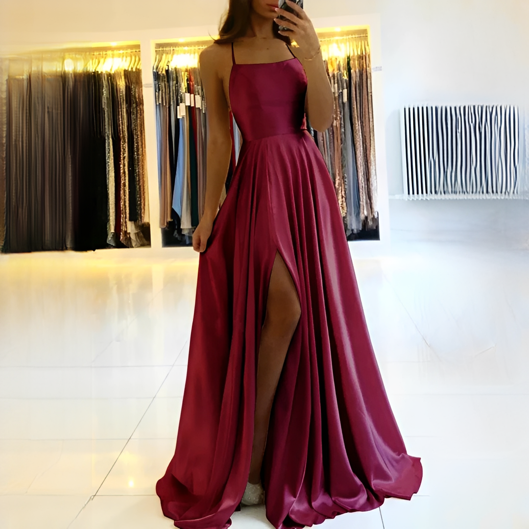 Shamcy - Vestido Maxi Elegante con Abertura
