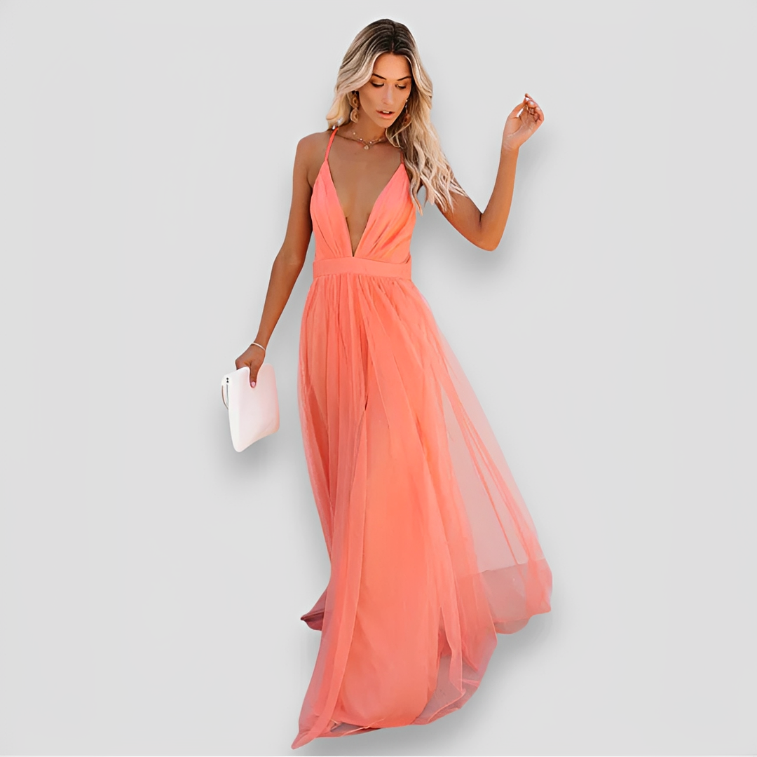 Lidia - Maxi Vestido Elegante con Cuello en V